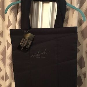 Limited Edition Billie Eilish puffy 90s Style Black Signature Tote Bag NWT